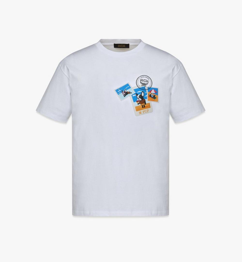 오가닉 코튼 유니섹스 M Pup 포스트카드 프린트 티셔츠 1